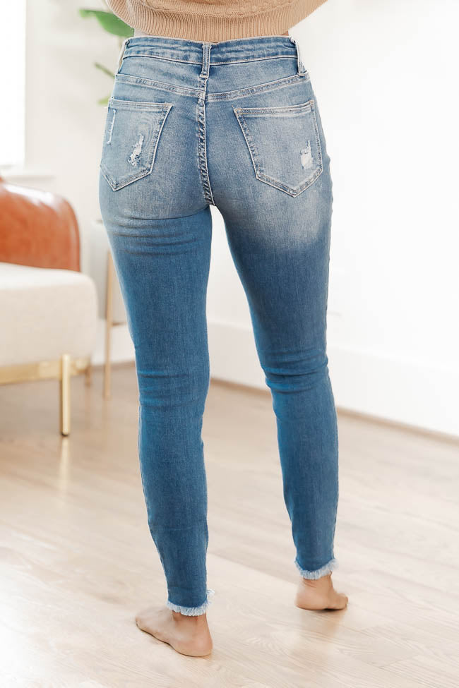 Annette Medium Wash High Rise Distressed Skinny Jeans FINAL SALE – Pink ...