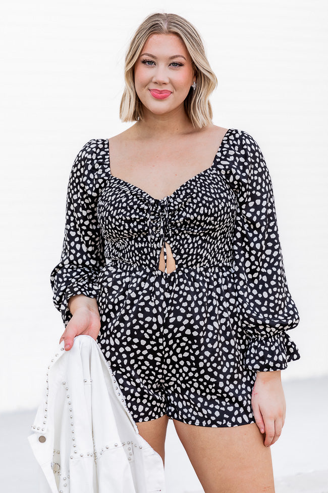 Along The Way Black Spotted Cutout Romper FINAL SALE