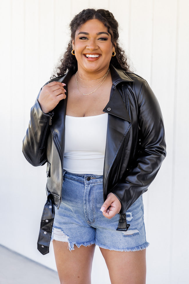 Meet Me There Black Faux Leather Moto Jacket