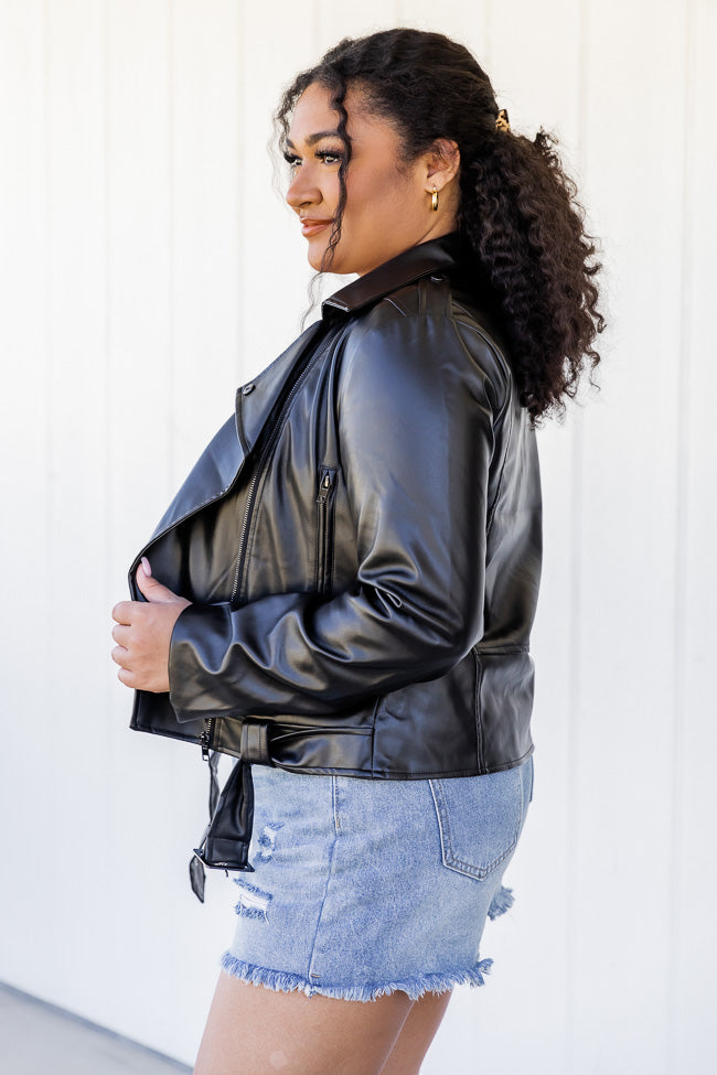 Meet Me There Black Faux Leather Moto Jacket