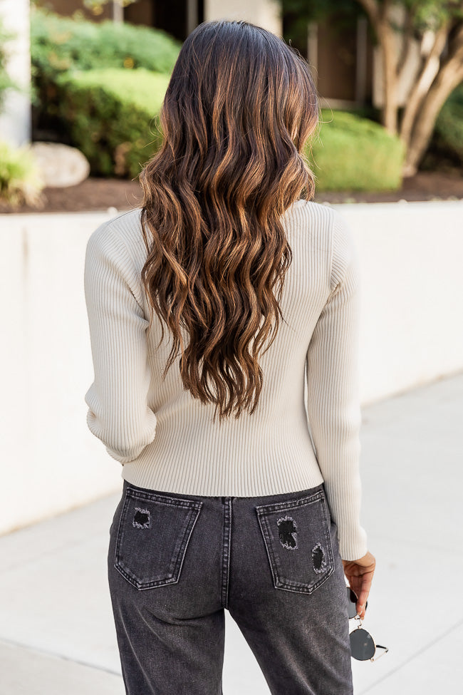 From This Moment Cream Ribbed Sweater