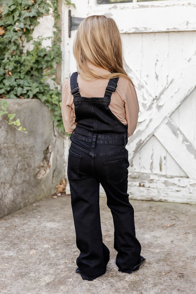My Baby Loves Me Kids Black Flare Overalls