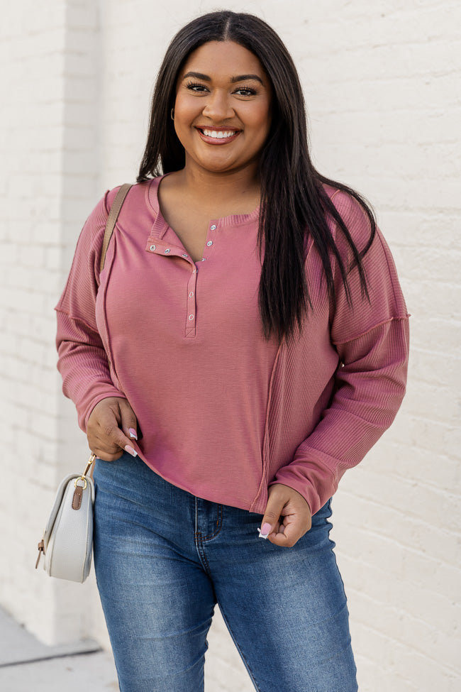 Making The Best Of It Mauve Henley Top FINAL SALE