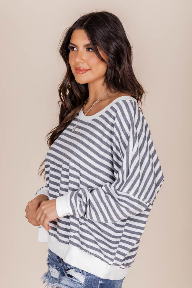 Before You Know It Black And White Striped Pullover