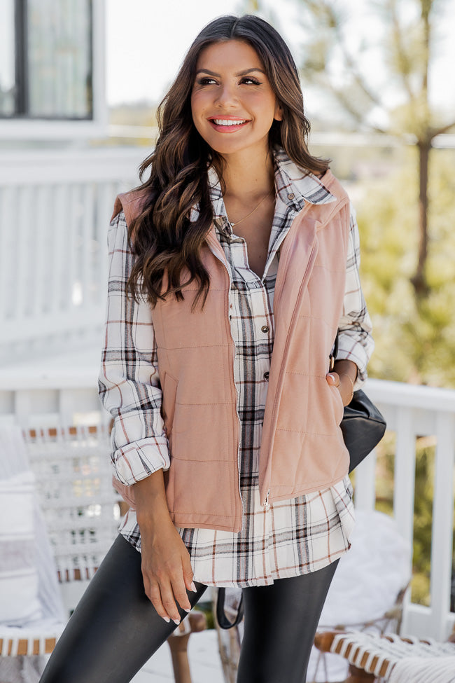 Cozy Zone Apricot Quilted Vest FINAL SALE