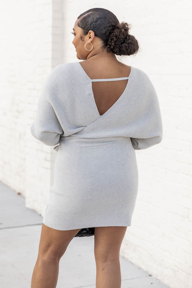 Talk Of The Town Grey Sweater Mini Dress FINAL SALE