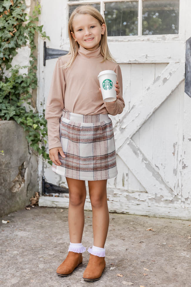 Wasting Minutes Kids Woven Plaid Skirt
