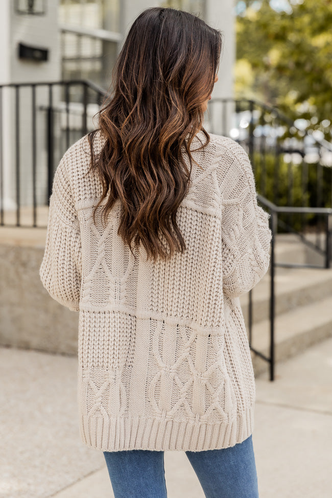 In My Feelings Beige Cable Knit Detail Cardigan FINAL SALE – Pink Lily