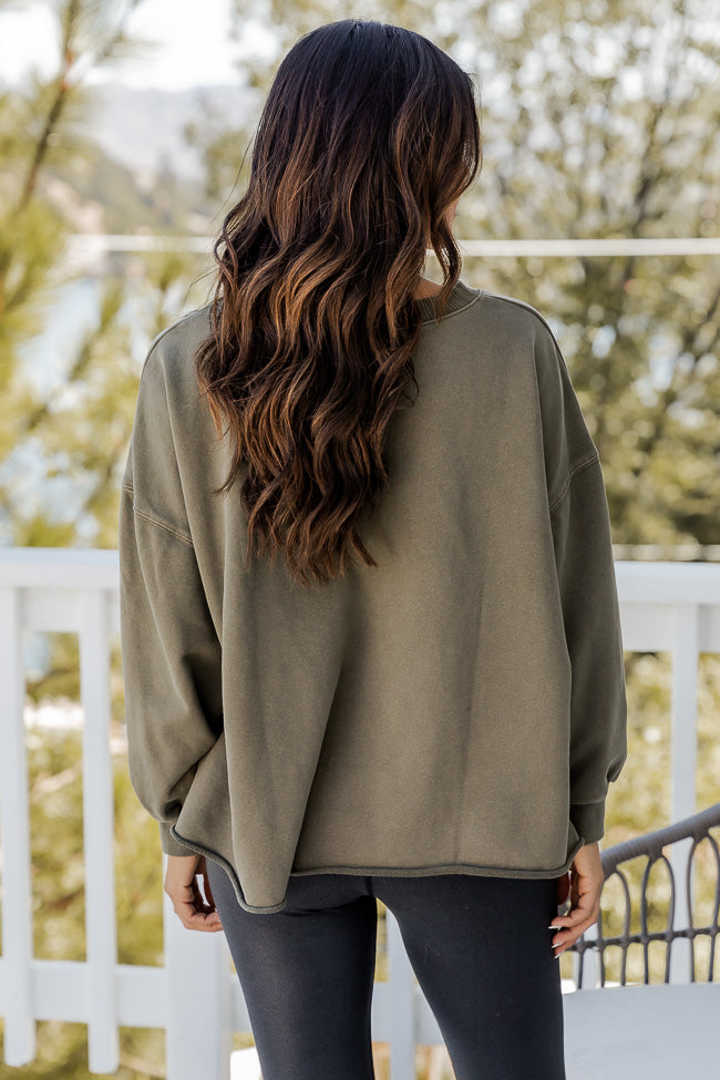The Colors Of Fall Olive Acid Wash Pullover