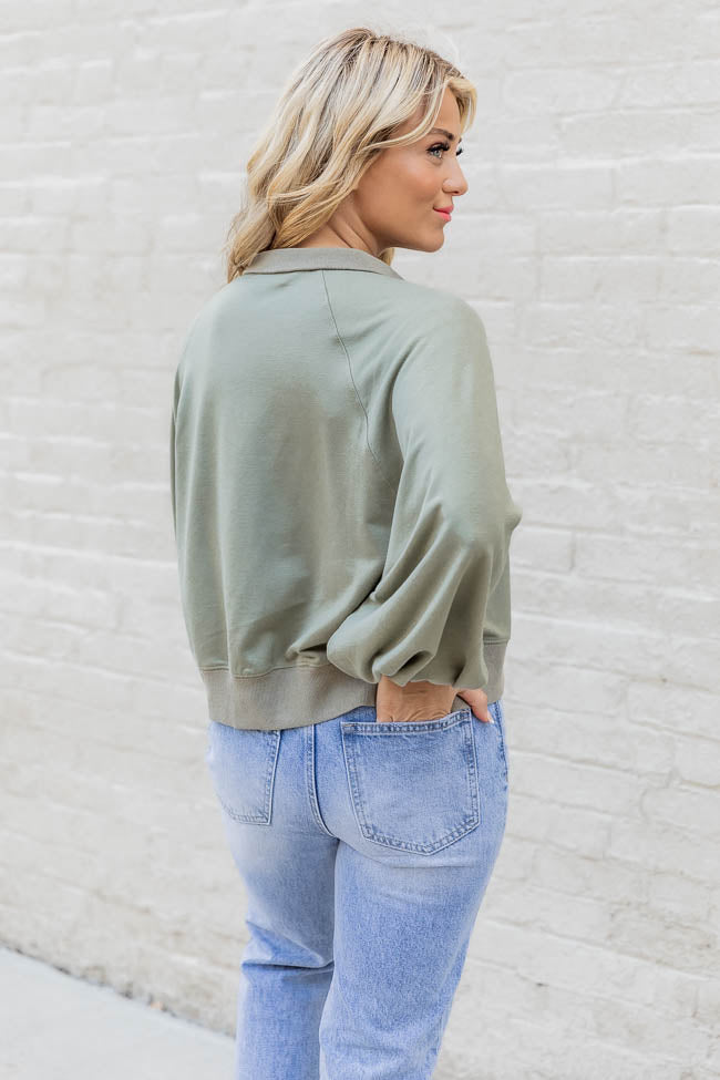 Affection For You Olive Henley Pullover FINAL SALE
