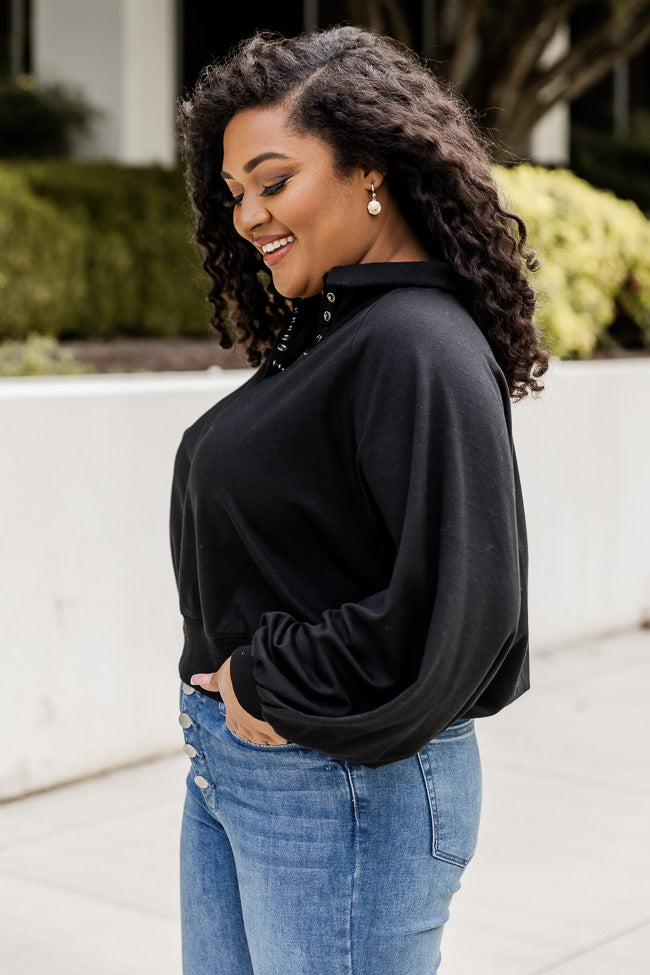 Affection For You Black Henley Pullover