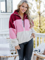 Never Grow Up Burgundy and Pink Colorblock Sherpa Jacket FINAL SALE