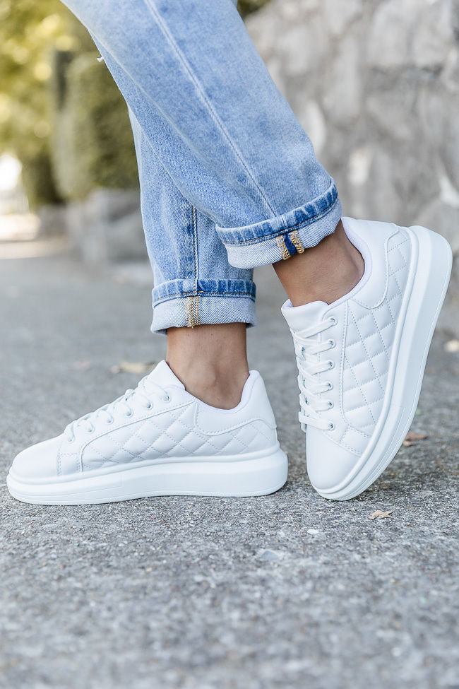 Sarah White Quilted Leather Sneakers FINAL SALE