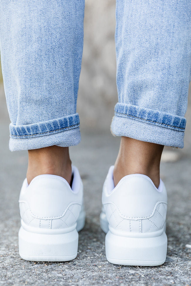 Sarah White Quilted Leather Sneakers FINAL SALE