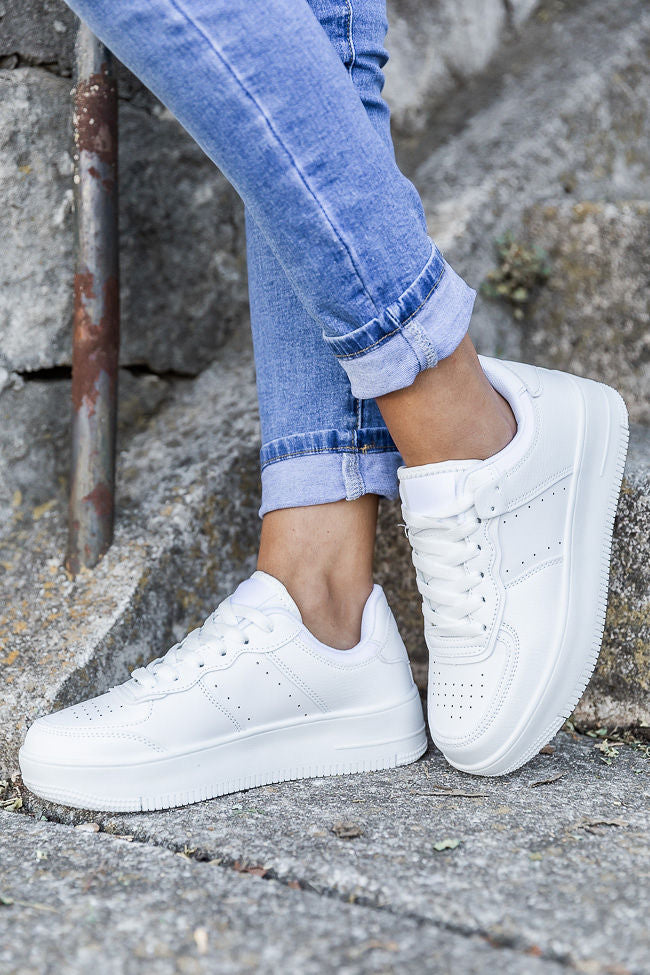 Versatile White Leather Sneakers