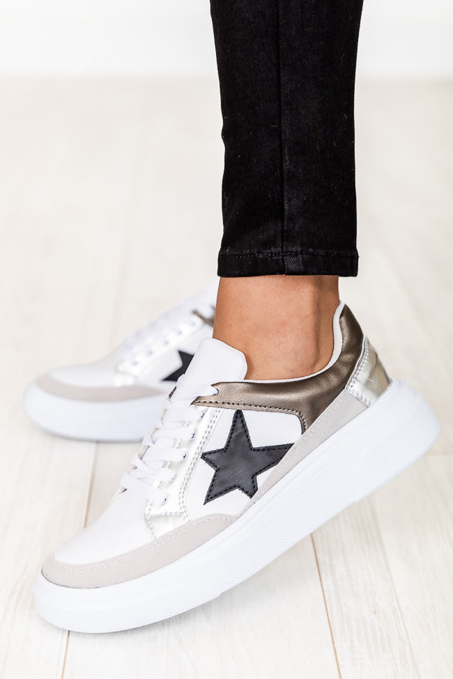 Cleo Pewter And Black Star Sneakers FINAL SALE