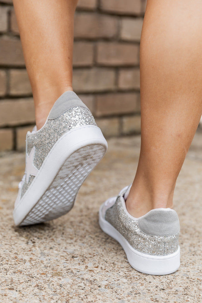 Silver Glitter Sneakers for Bride, Wedding, Birthday, Special Occasion,  Quinceanera, Bachelorette Party, Cheer Competition, Dance Mom 