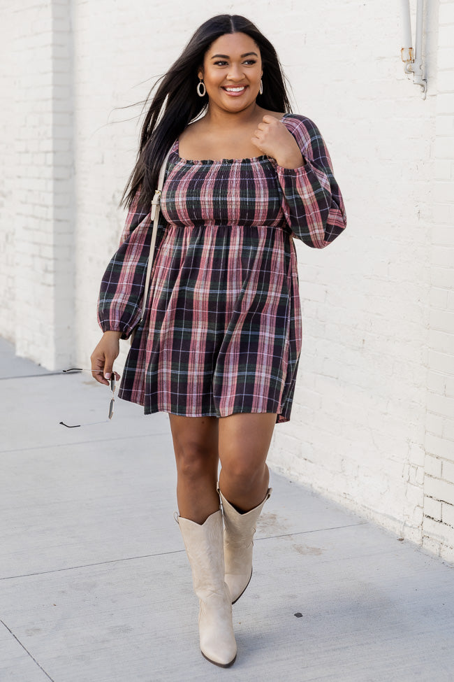 Plaid shop smocked dress