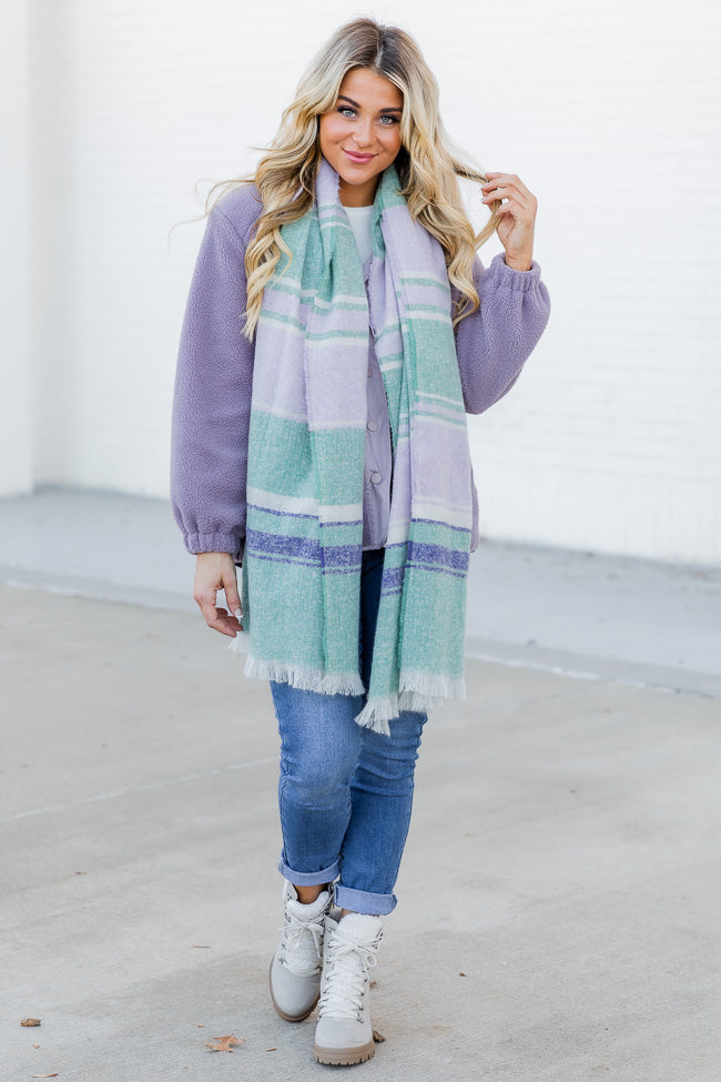 Never On The Ground Mint And Purple Scarf