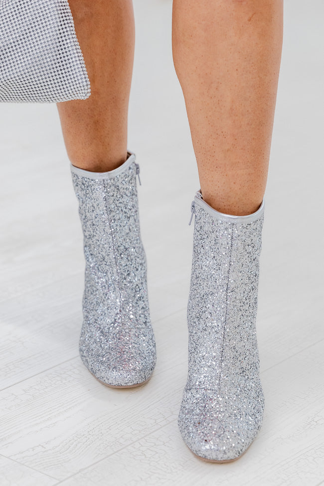 Glitter bootie heels best sale