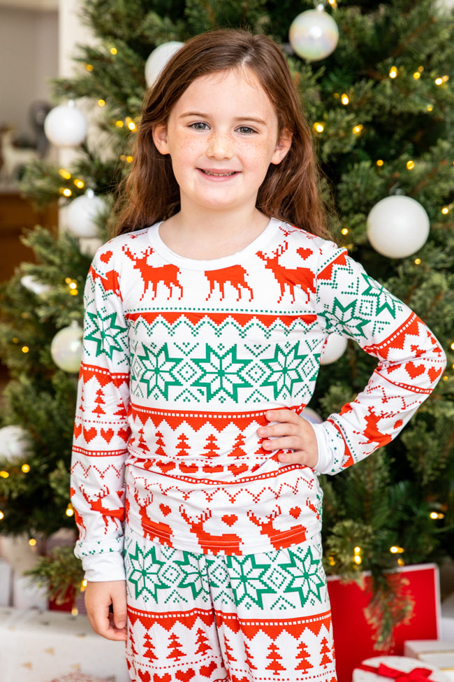 Kids Santa Tell Me Red And Ivory Christmas Print Pajama Set FINAL SALE