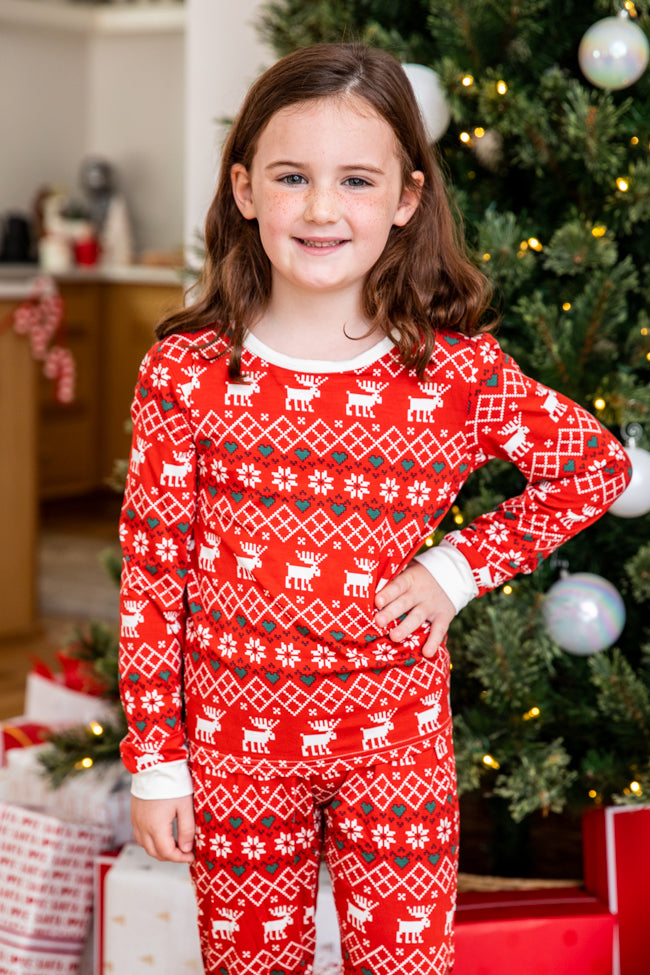 Kids Home For The Holidays Red Christmas Print Pajama Set FINAL SALE
