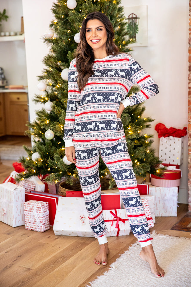 Holly And Jolly Charcoal Christmas Print Pajama Top FINAL SALE