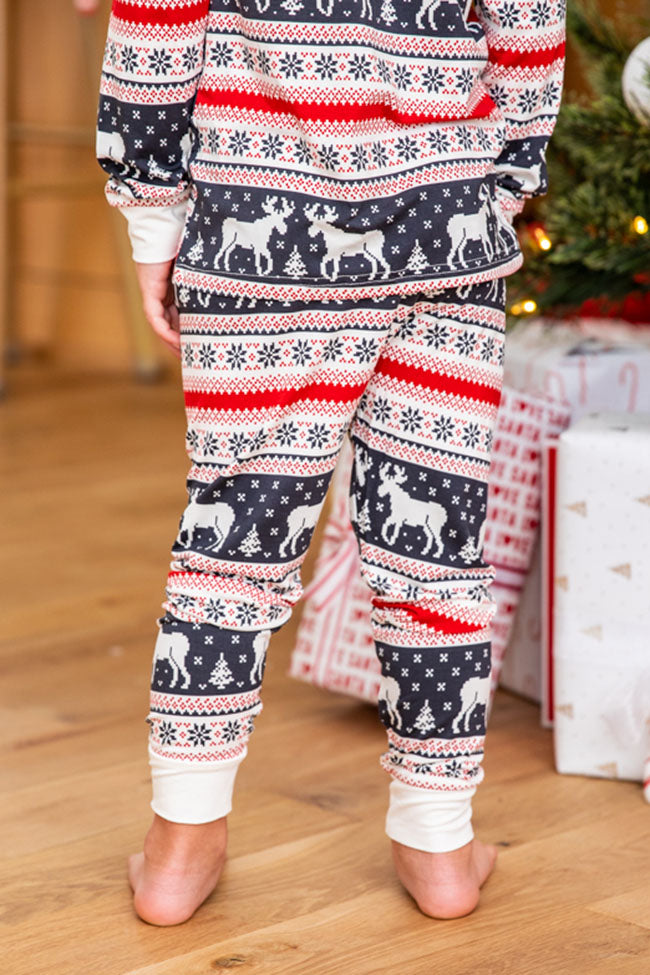 Kids Holly And Jolly Charcoal Christmas Print Pajama Set FINAL SALE