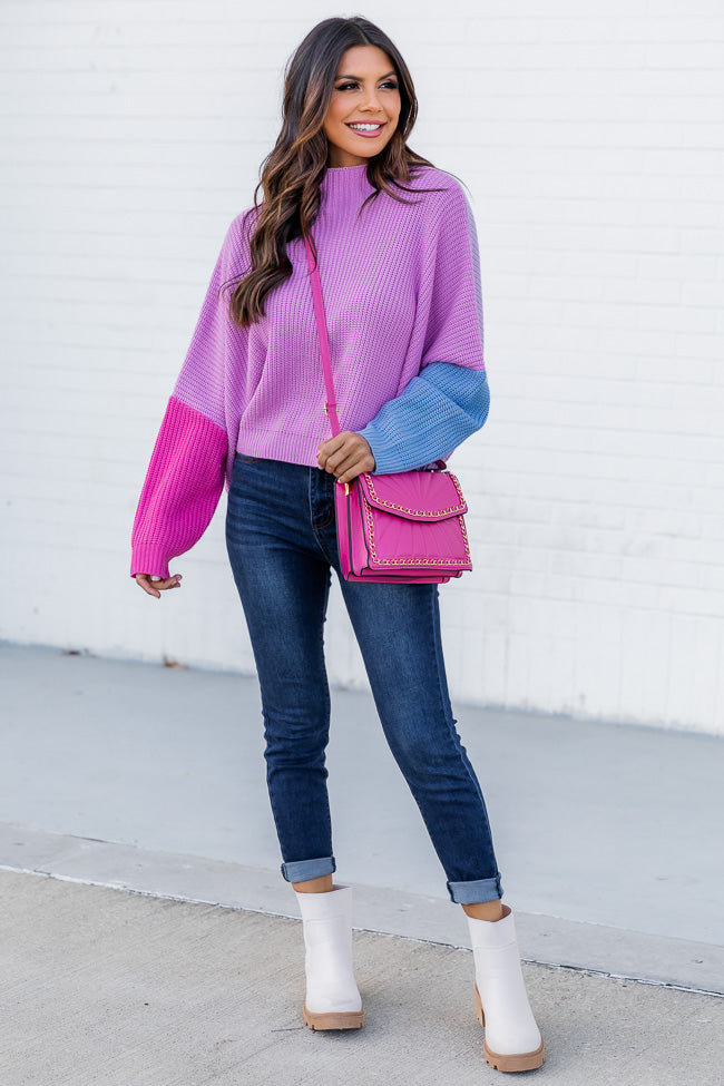See You Swoon Purple Colorblock Sweater