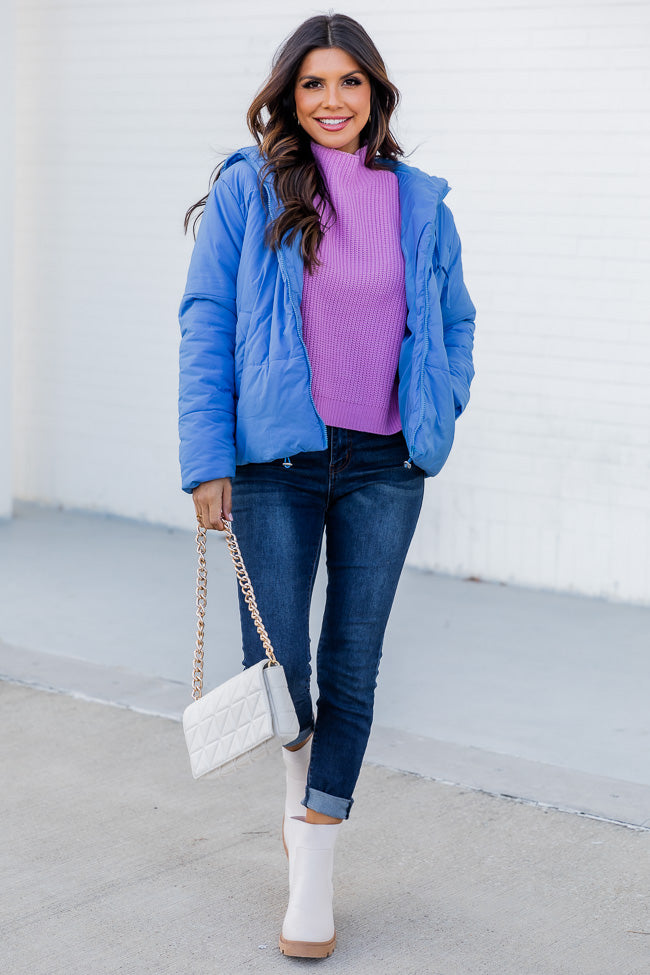 From The Beginning Blue Hooded Puffer Jacket FINAL SALE