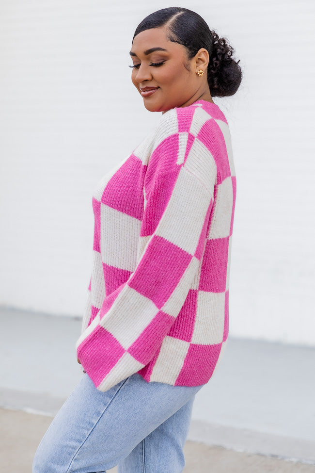 Best Behavior Pink Checkered Sweater