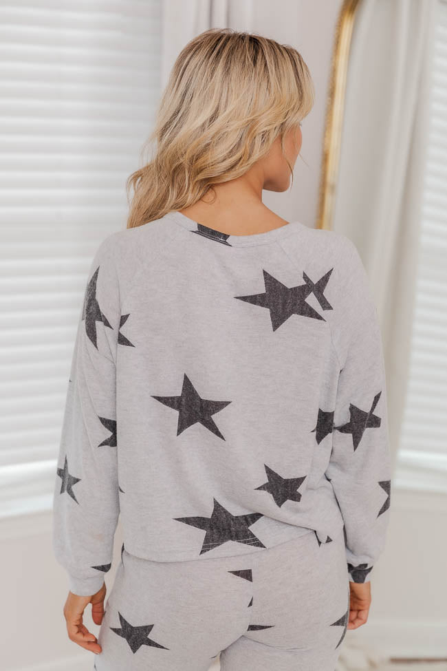 Speak For Yourself Grey Star Print Henley Lounge Top FINAL SALE