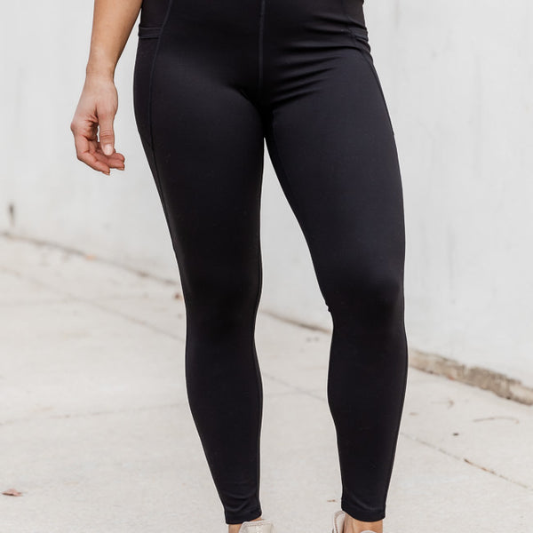 Setting The Bar Black Leggings With Pocket – Pink Lily