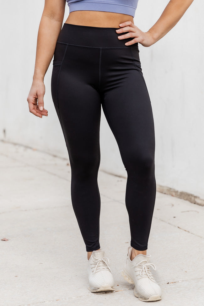 Setting The Bar Black Leggings With Pocket – Pink Lily