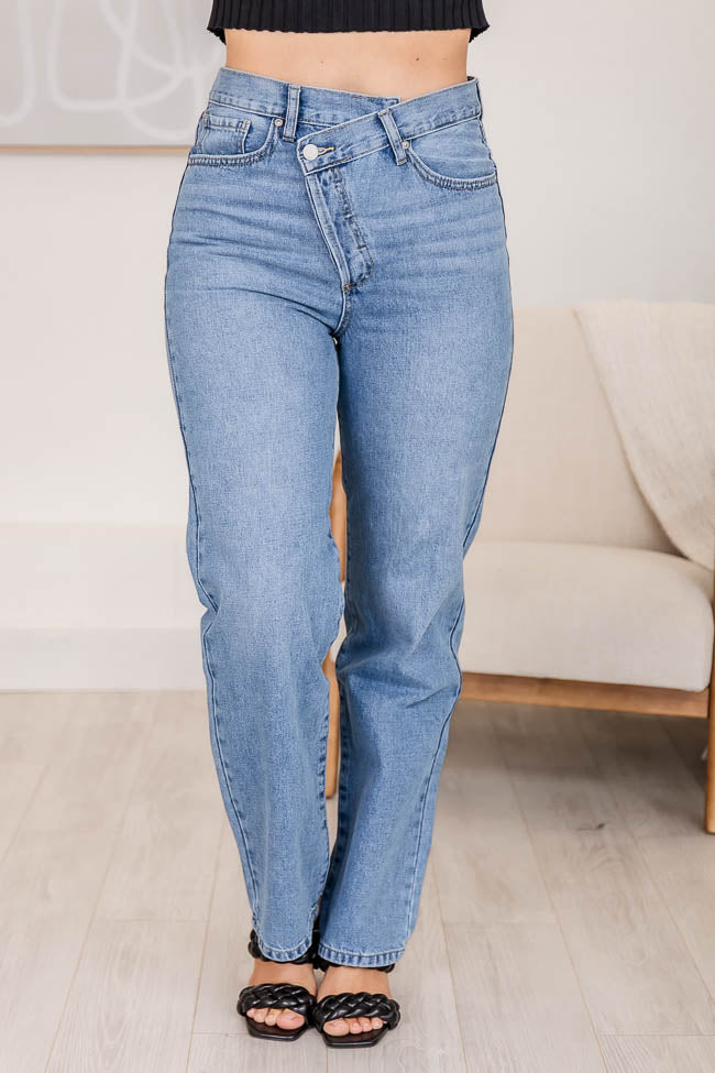 Frankie Asymmetrical High Waisted Straight Leg Jeans FINAL SALE