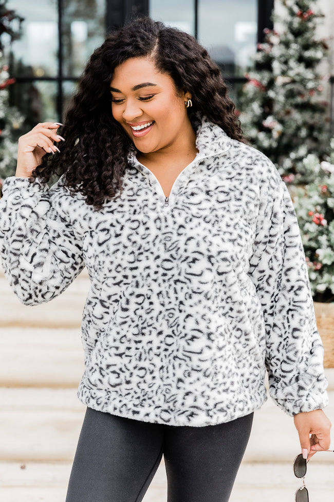 Cheetah print cheap half zip pullover