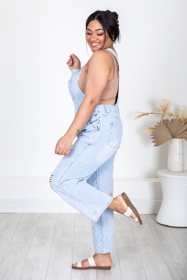 Pocketed Distressed Denim Overalls – Anchor Blue Jeans
