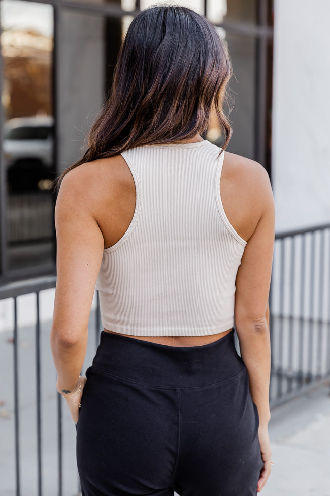 Rookie Move Taupe Seamless High Neck Tank