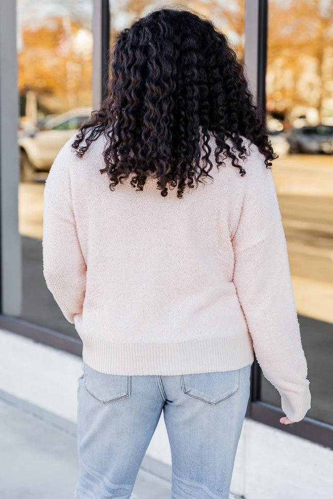 Tell Me Everything Blush Fuzzy Henley Pullover