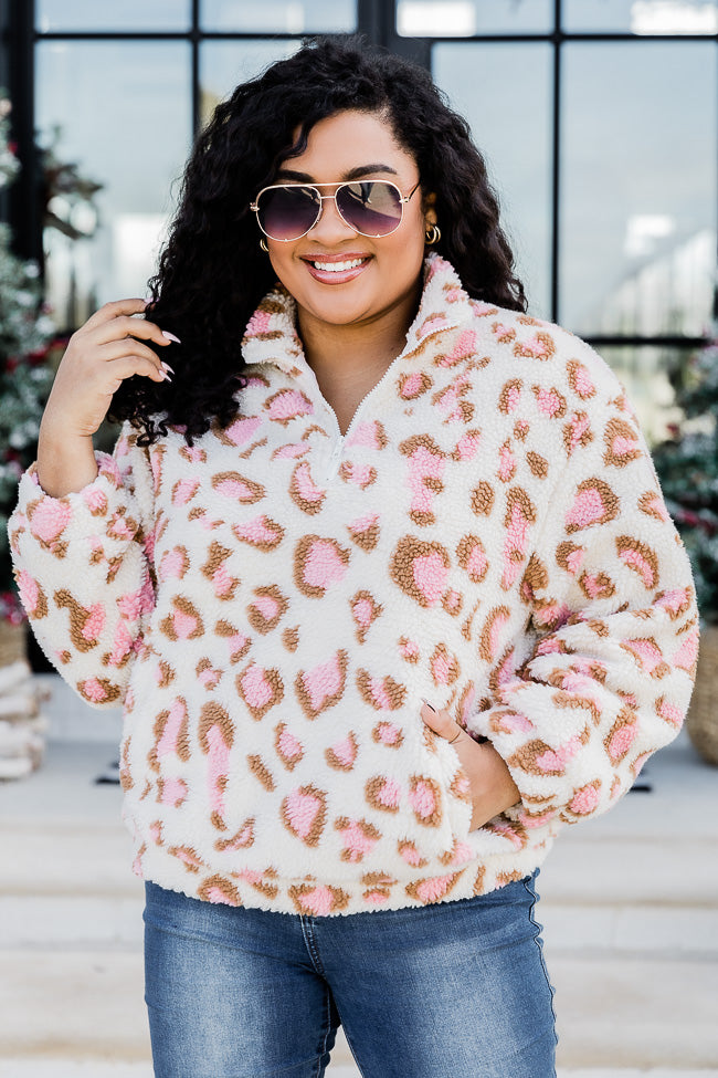 Pink leopard print online sweatshirt