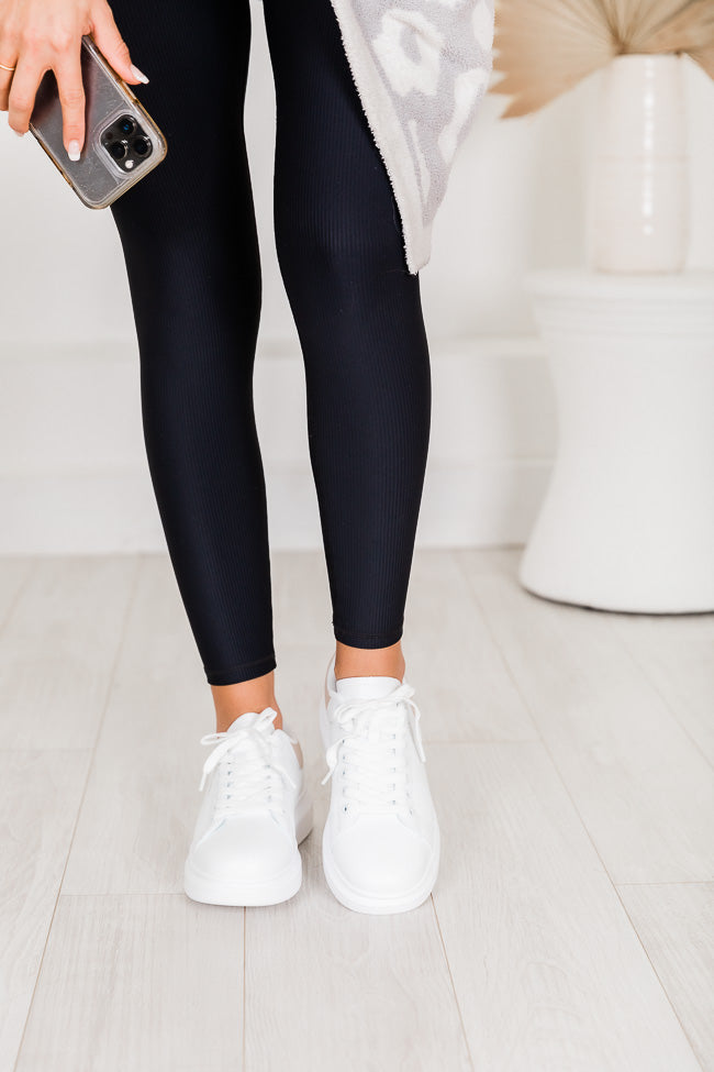 Jazzlyn White Sneakers with Taupe Heel Accent FINAL SALE