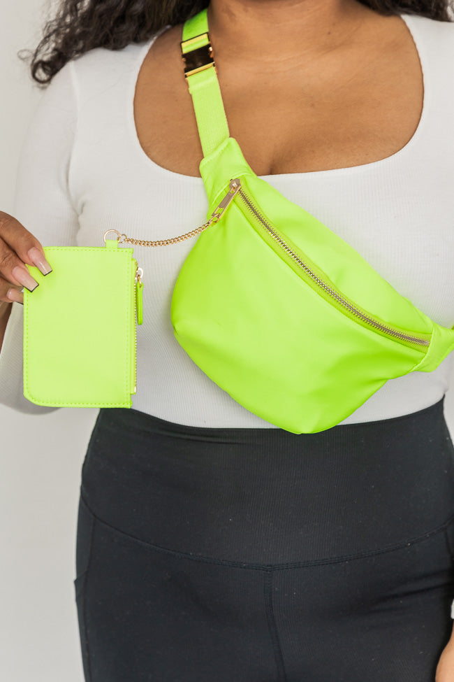 On My Way Out Neon Green Mini Keychain Wallet FINAL SALE