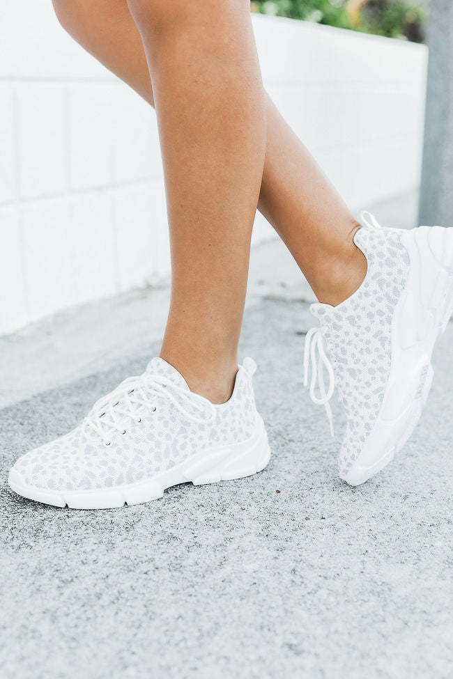 Mikala Grey and White Leopard Print Sneakers FINAL SALE