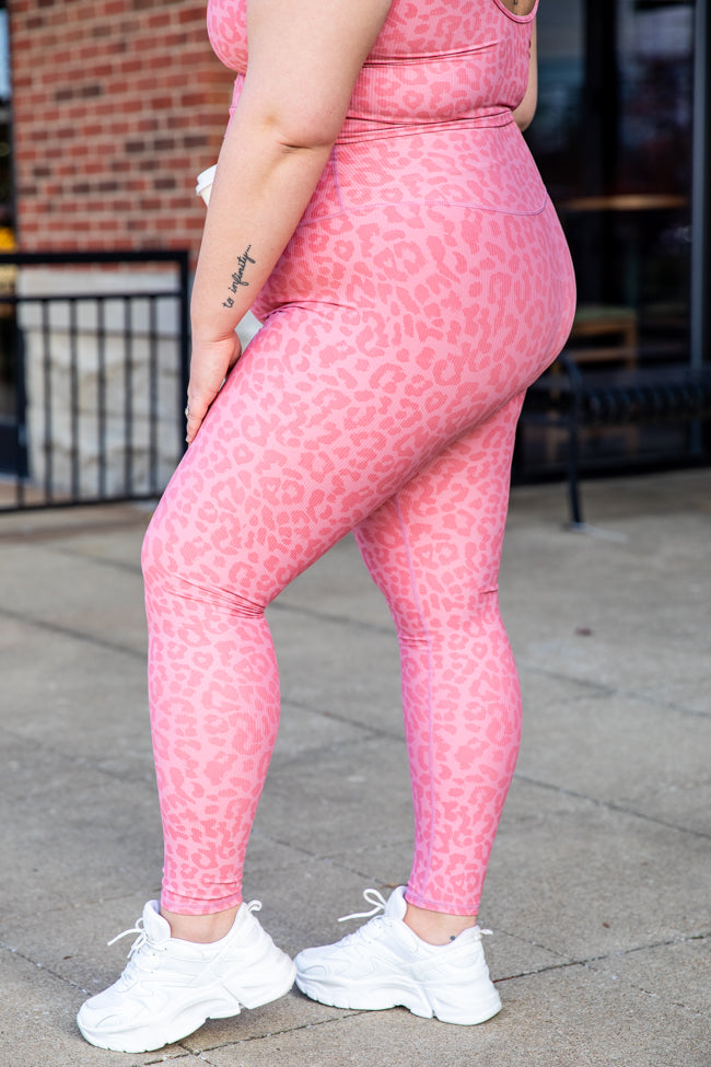 Pink Leopard Leggings, Pink Leopard Gym Leggings 