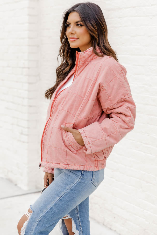 Easy To Believe Mauve Quilted Jacket