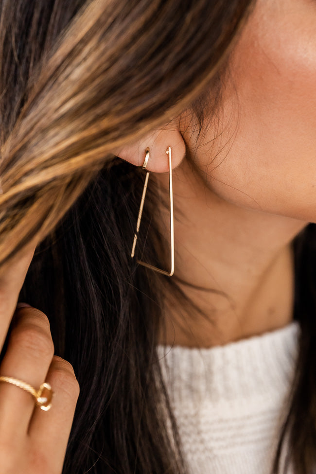 It Comes To A Point Gold Triangle Earrings