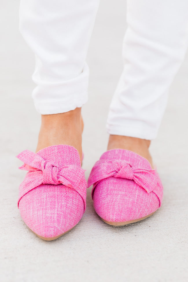 Audry Pink Tweed Bow Mule Flats FINAL SALE