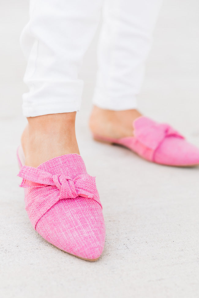 Pink hot sale bow mules