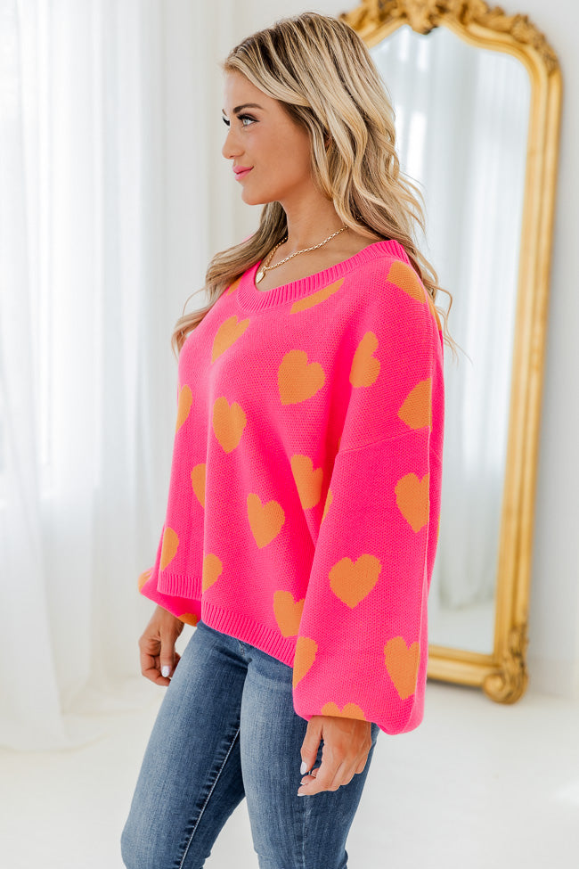 Listen To Your Heart Pink And Orange Heart Sweater FINAL SALE – Pink Lily