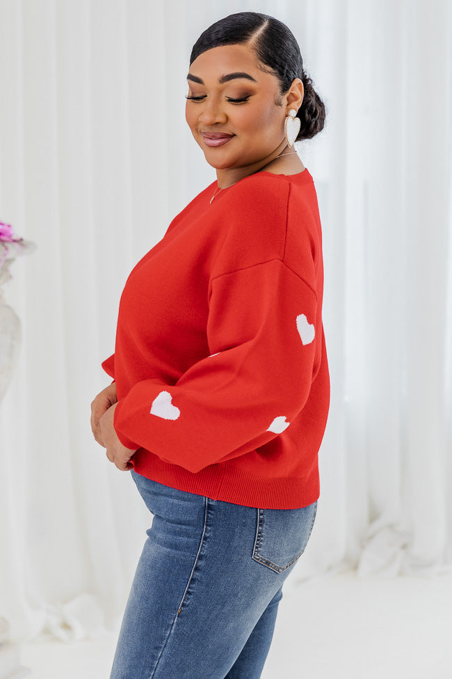 Like A Love Song Red Heart Balloon Sleeve Sweater FINAL SALE